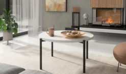 Stolik kawowy Kortala okrągły 80 cm biały mat niski