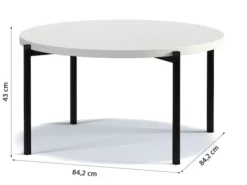 Stolik kawowy Kortala okrągły 80 cm biały mat niski