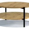 Stolik kawowy Kortala okrągły 80 cm dąb artisan z półką
