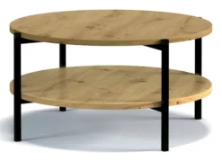 Stolik kawowy Kortala okrągły 80 cm dąb artisan z półką