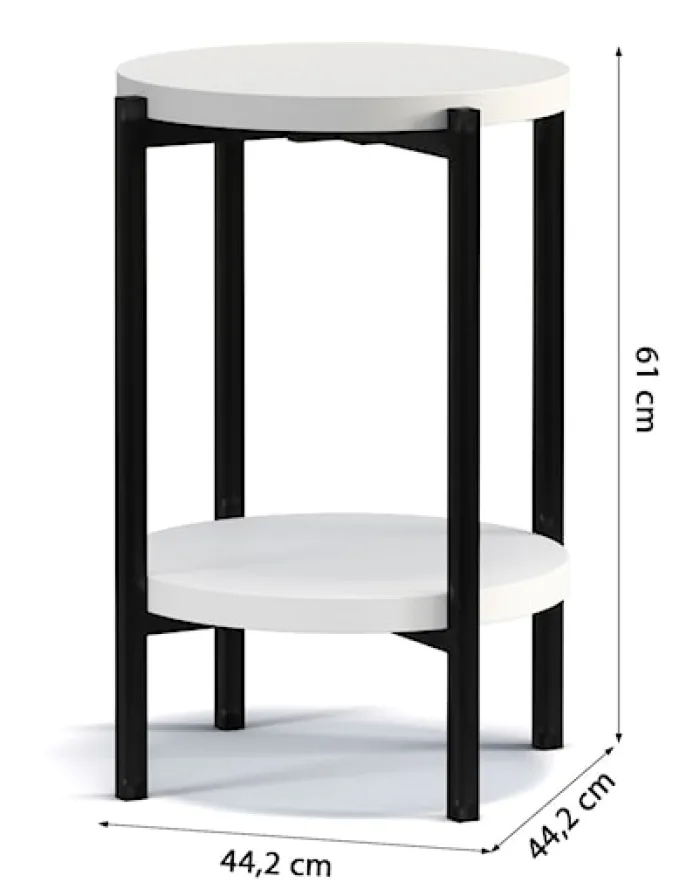 Stolik kawowy Kortala okrągły 40 cm biały mat wysoki