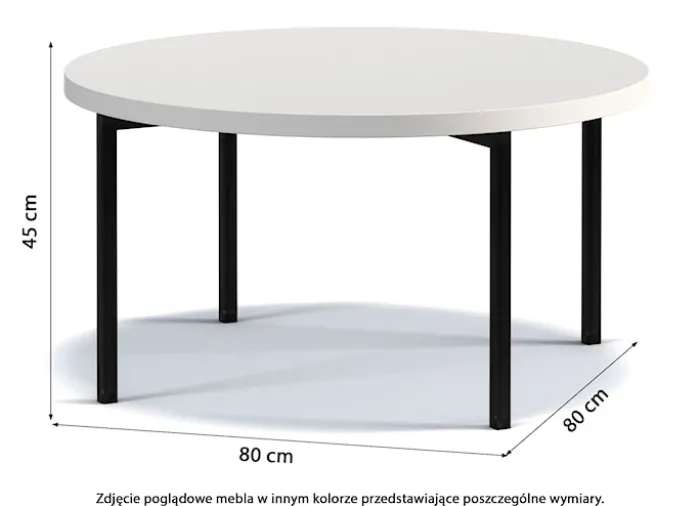 Stolik kawowy Kortala okrągły 80 cm czarny połysk