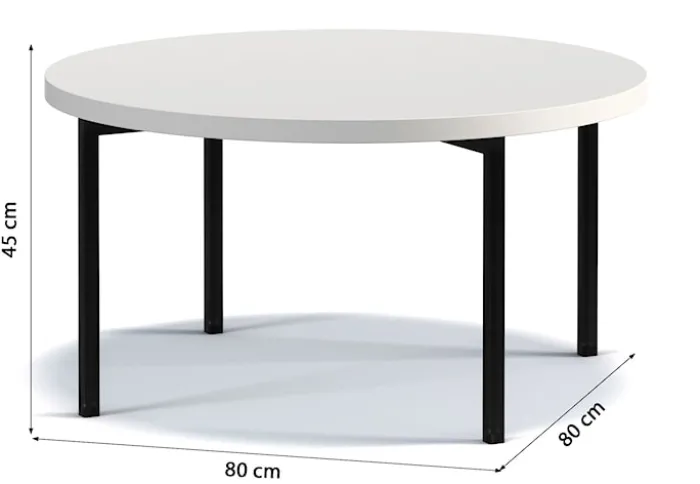 Stolik kawowy Kortala okrągły 80 cm biały mat