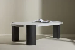 Stolik kawowy Kres 125x71 cm jasnoszary/dąb czarny