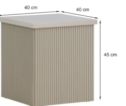 Stolik kawowy Lenox kwadratowy 40 cm beż piaskowy z ryflowaną podstawą