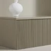 Stolik kawowy Lenox 80x40 cm beż piaskowy z ryflowaną podstawą