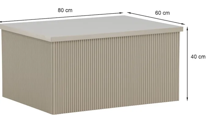 Stolik kawowy Lenox 80x40 cm beż piaskowy z ryflowaną podstawą