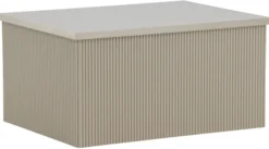 Stolik kawowy Lenox 80x40 cm beż piaskowy z ryflowaną podstawą