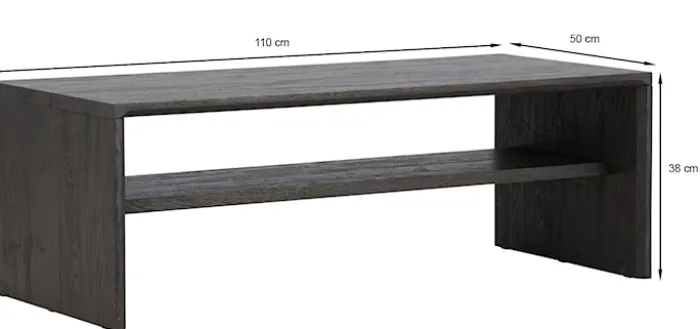 Stolik kawowy Lorren 100x50 cm dąb bielony z półką