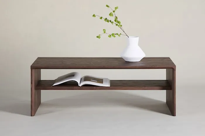Stolik kawowy Lorren 100x50 cm mokka z półką