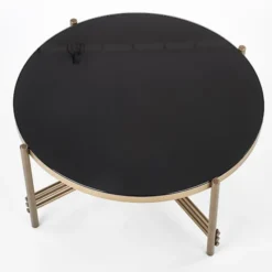 Stolik kawowy Marbella o średnicy 80 cm czarno - złoty