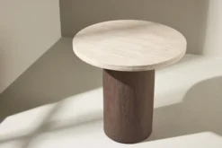 Stolik kawowy Megg okrągły 50 cm trawertyn/mokka