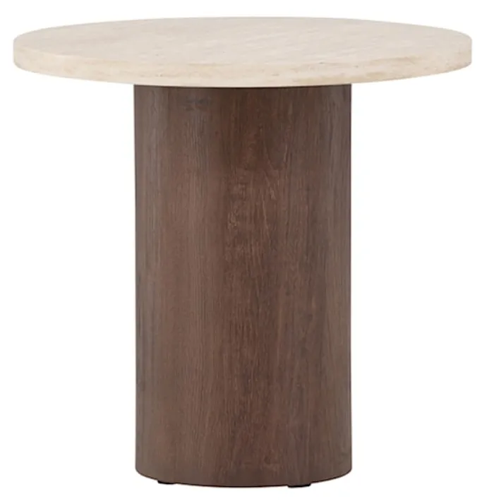 Stolik kawowy Megg okrągły 50 cm trawertyn/mokka