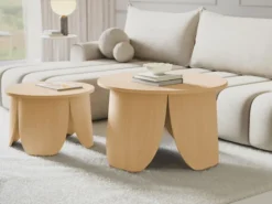 Stolik kawowy okrągły Vivially średnica 80 cm dąb naturalny