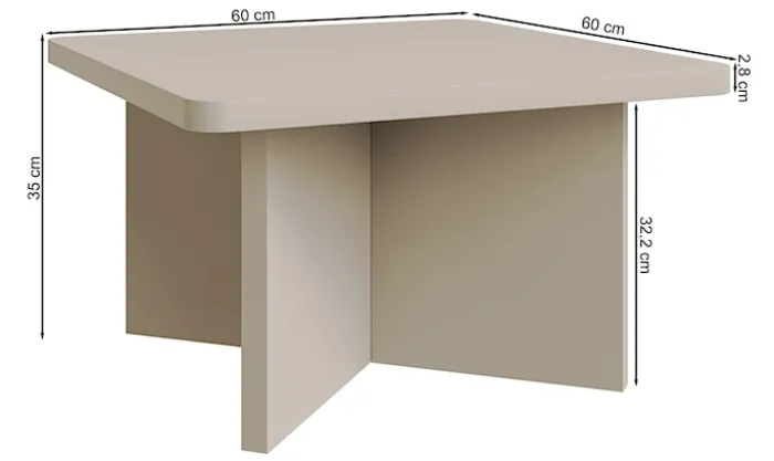 Stolik kawowy Qubeo kwadratowy 60 cm kaszmir