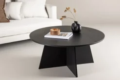 Stolik kawowy Quishly okrągły blat 100 cm czarny