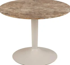 Stolik kawowy Roshly średnica 60 cm trawertyn ceramiczny blat z metalową podstawą