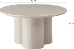 Stolik kawowy Roulness okrągły 80 cm jasnobeżowy wysoki połysk