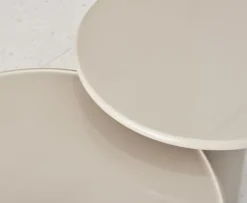 Stolik kawowy Roulness okrągły 80 cm jasnobeżowy wysoki połysk