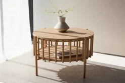 Stolik kawowy Rubbo okrągły 80 cm jasne drewno
