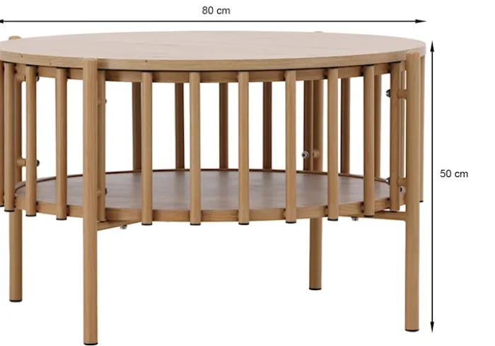 Stolik kawowy Rubbo okrągły 80 cm jasne drewno