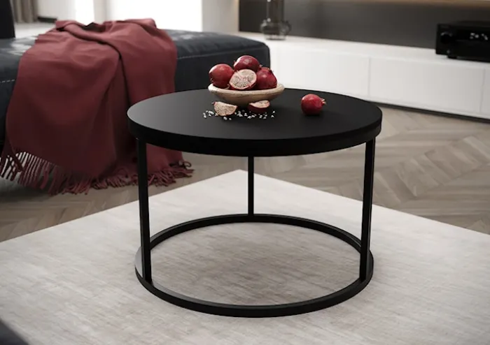 Stolik kawowy Sabello okrągły 60 cm czarny mat