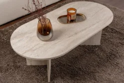 Stolik kawowy Sable owalny blat 119x60 cm trawertyn