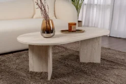 Stolik kawowy Sable owalny blat 119x60 cm trawertyn