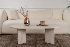 Stolik kawowy Sable owalny blat 119x60 cm trawertyn