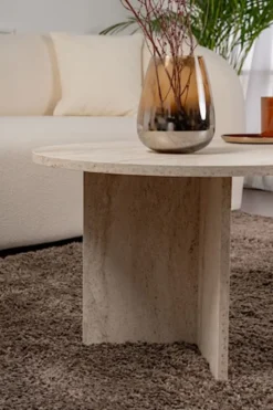 Stolik kawowy Sable owalny blat 119x60 cm trawertyn