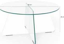 Stolik kawowy Samos średnica 80 cm brązowy szklany