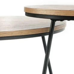 Stolik kawowy Siantly średnica 80 cm dąb naturalny - czarny