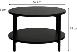 Stolik kawowy Tavello okragły 67 cm czarny z półką