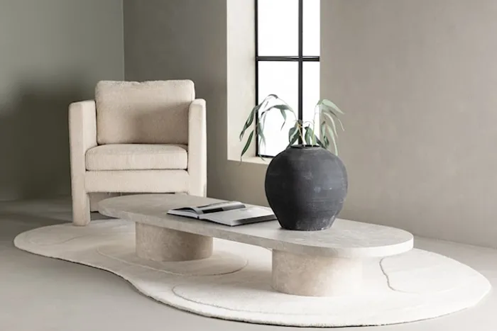 Stolik kawowy Tonenter 25x60x190cm jasny marmur