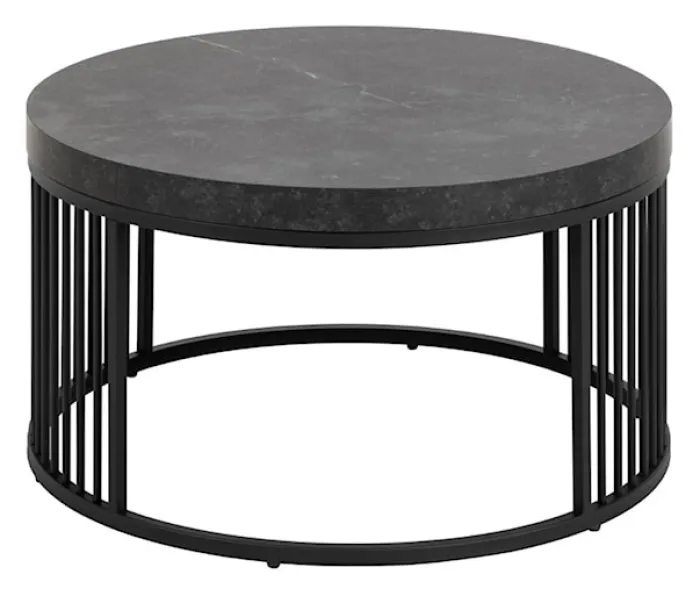 Stolik kawowy Velook okrągły 65x65 cm czarny marmur