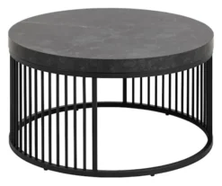 Stolik kawowy Velook okrągły 65x65 cm czarny marmur