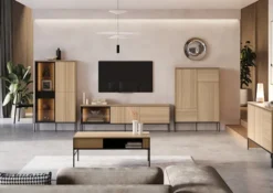 Stolik kawowy Visso z wnęką 110x60 cm dąb linearny
