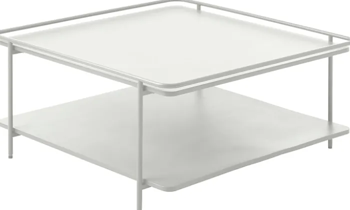 Stolik kawowy Yuba 75x75 cm z półką kremowy