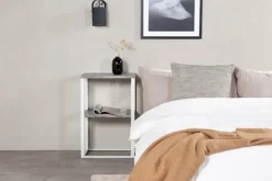 Stolik nocny Sounce z półką biały / szary