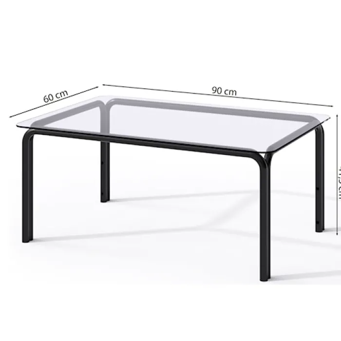 Stolik ogrodowy Worcully 90x60 cm ze szklanym blatem