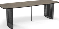 Stół rozkładany do jadalni Avenor 180-256 cm ciemnoszary beton z czarnymi nogami