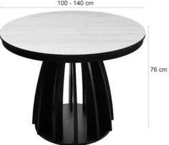 Stół rozkładany do jadalni Diciffy 100-140x100 cm Scandic beech z czarną podstawą