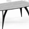 Stół rozkładany do jadalni Diffini 180-280x90 cm Marmur Bianco z czarnymi nogami