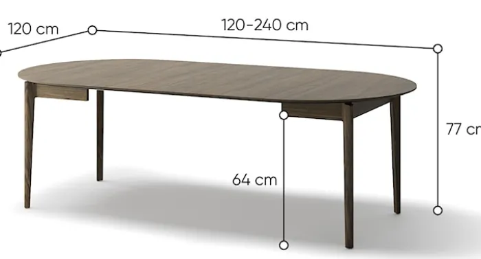 Stół rozkładany Plot 120-240x120 cm dąb ciemny