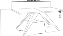 Stół rozkładany Scalize 140/240 cm Dąb Craft z czarną stalową ramą
