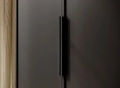 Szafa czterodrzwiowa Frame z dwoma drążkami i półkami 200 cm Czarna