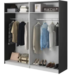 Szafa czterodrzwiowa Frame z dwoma drążkami 200 cm Czarna