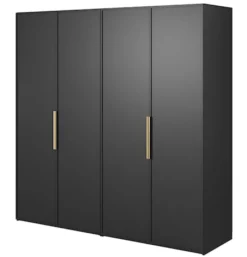 Szafa czterodrzwiowa Frame z dwoma drążkami 200 cm Czarna