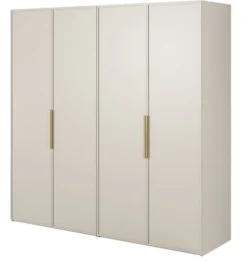 Szafa czterodrzwiowa Frame z dwoma drążkami i półkami 200 cm Szary beż