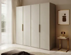 Szafa czterodrzwiowa Frame z drążkiem i półkami 200 cm Szary beż